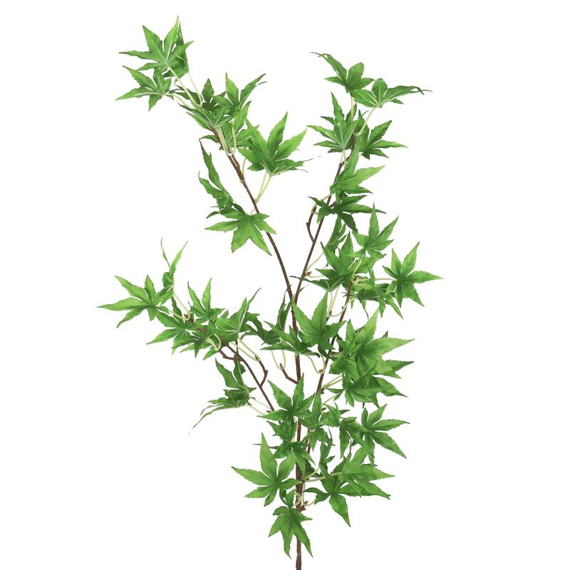 Set of 2 Artificial Japanese Maple Leaf Stem Plant Greenery Spray Branch 40in - 40" L x 12" W x 8" DP - 40" L x 12" W x 8" DP - Green