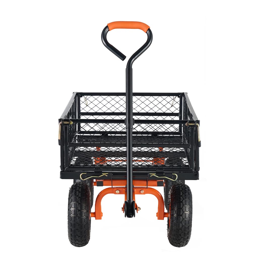 Garden Cart, Sturdy Metal Utility Wagon with Simple Assembly, Wheelbarrow with 400 lbs Load Capacity, Equipped with 10" Wheels