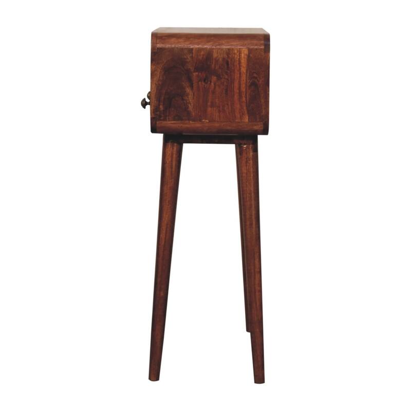 Artisan Furniture Solid Wood Mini Curved Honey Caramel Console Table, Brown with 2 Drawers