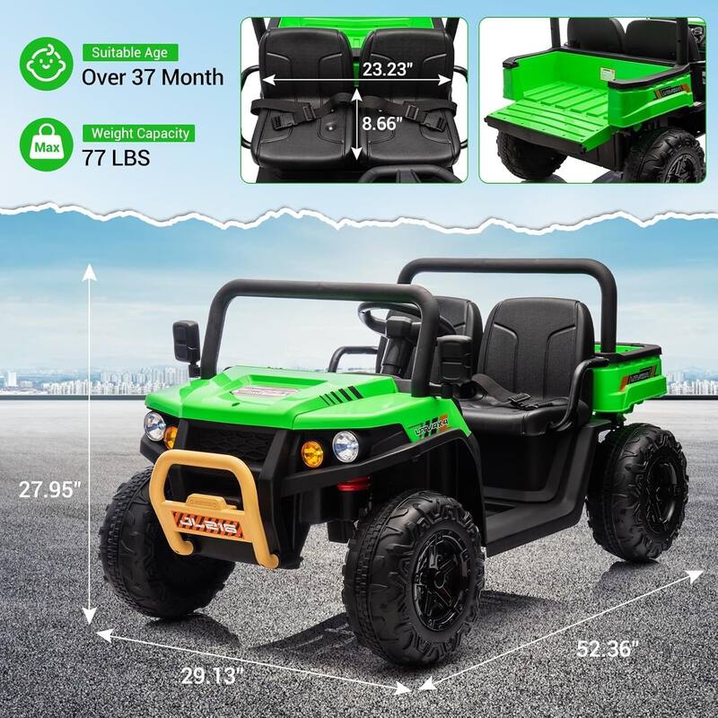 24V 2 Seater Ride On Dump Truck UTV Toy for Kids Best Gifts