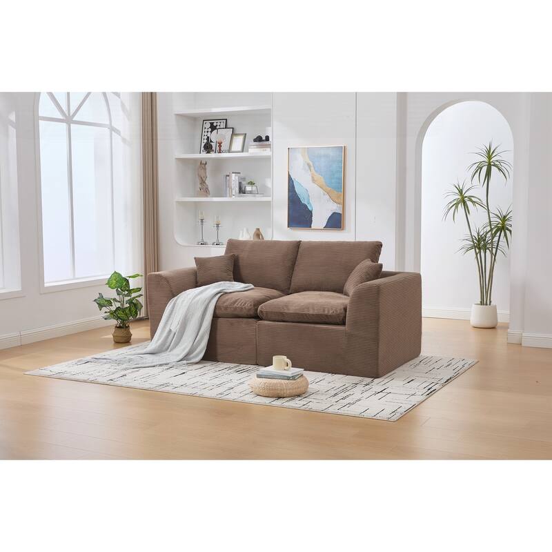 Modular Sectional Sofa Cloud Couch,Comfy Cloud Modern Sofa - Brown