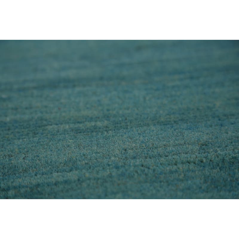 Blue & Green Gabbeh Modern Rug Hand-Knotted Striped Wool Carpet - 4'0" x 5'6"