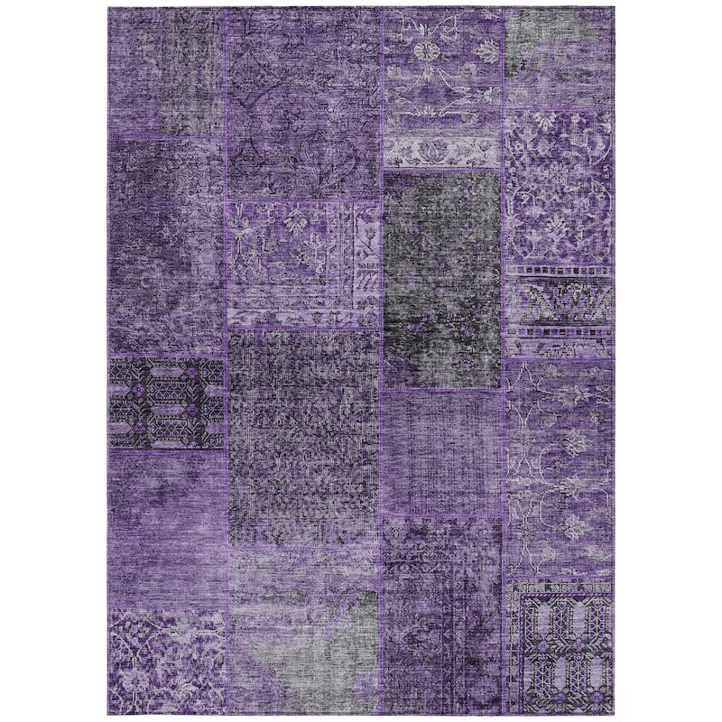HomeRoots Patchwork Transitional Rectangle Outdoor Rug