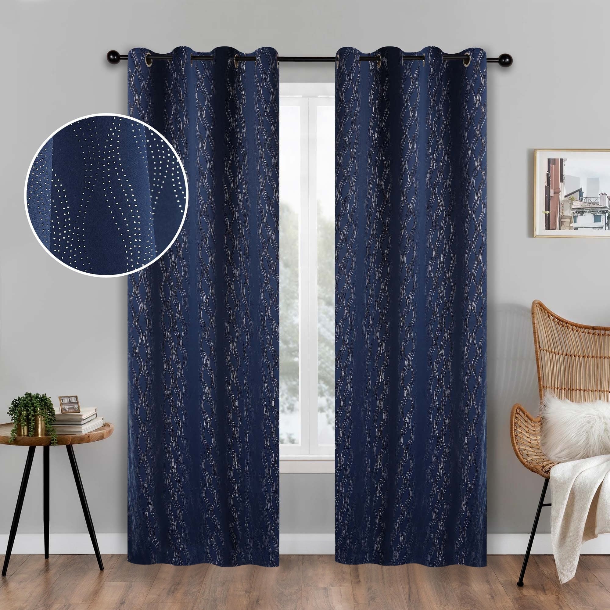 Superior Zuri Washable Room Darkening Curtains - Set of 2 Panels Window Drapes for Privacy, UV Sunlight Reduction
