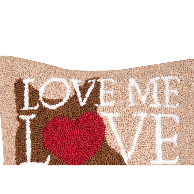 18" x 18" Cat Love Hooked Throw Pillow