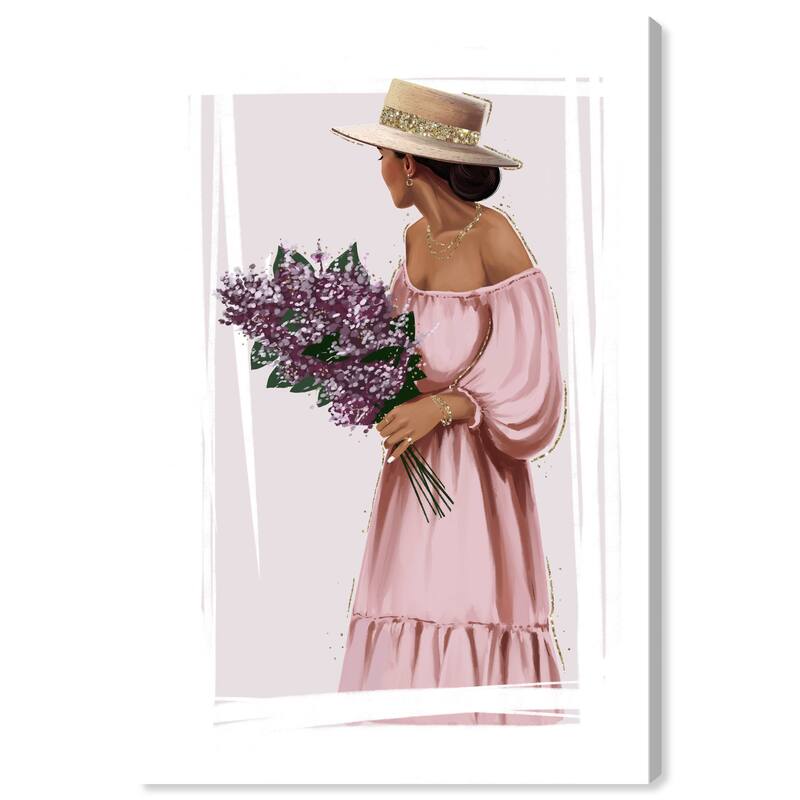 Wynwood Studio Fashion and Glam Purple Bouquet Simple Pink and Modern & Contemporary Wall Art Canvas Print