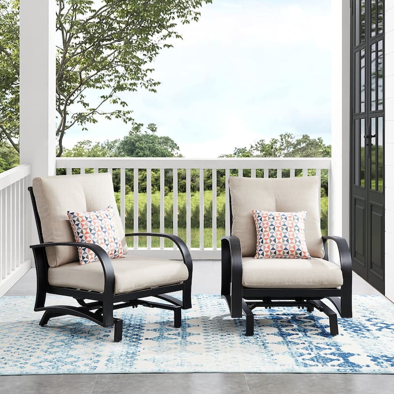 Outdoor Aluminum Chair with Sunbrella Cushion Set of 2