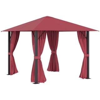 Patio Gazebo Aluminum Frame Outdoor Canopy Shelter With Sidewalls 