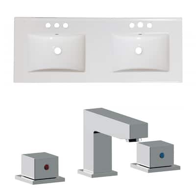 American Imaginations 59-in. W 3H8-in. Ceramic Top Set In White Color