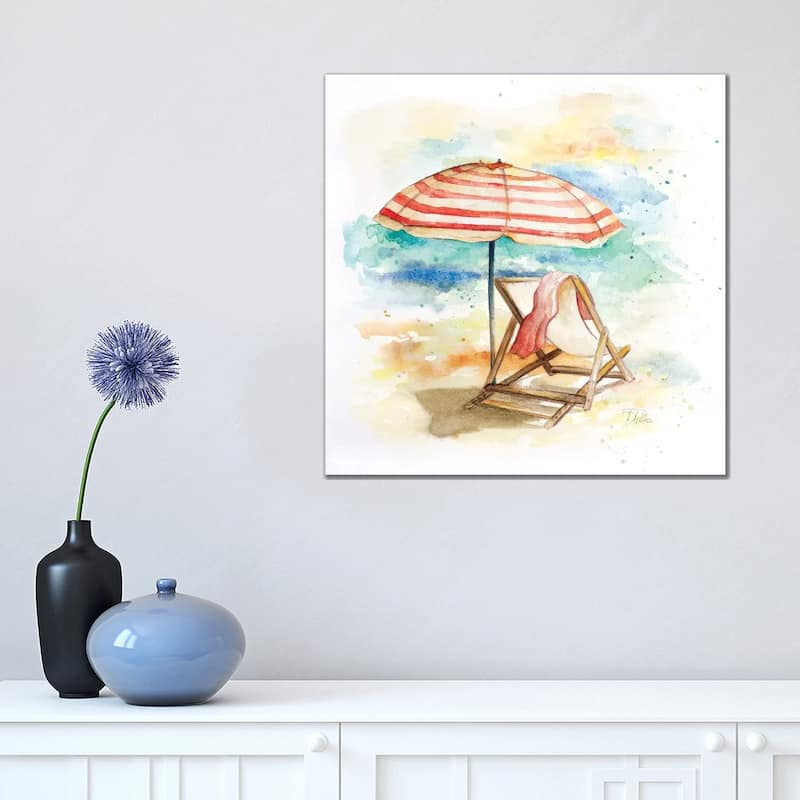 iCanvas "Umbrella on the Beach II" by Patricia Pinto Canvas Print - 18x18x1.5