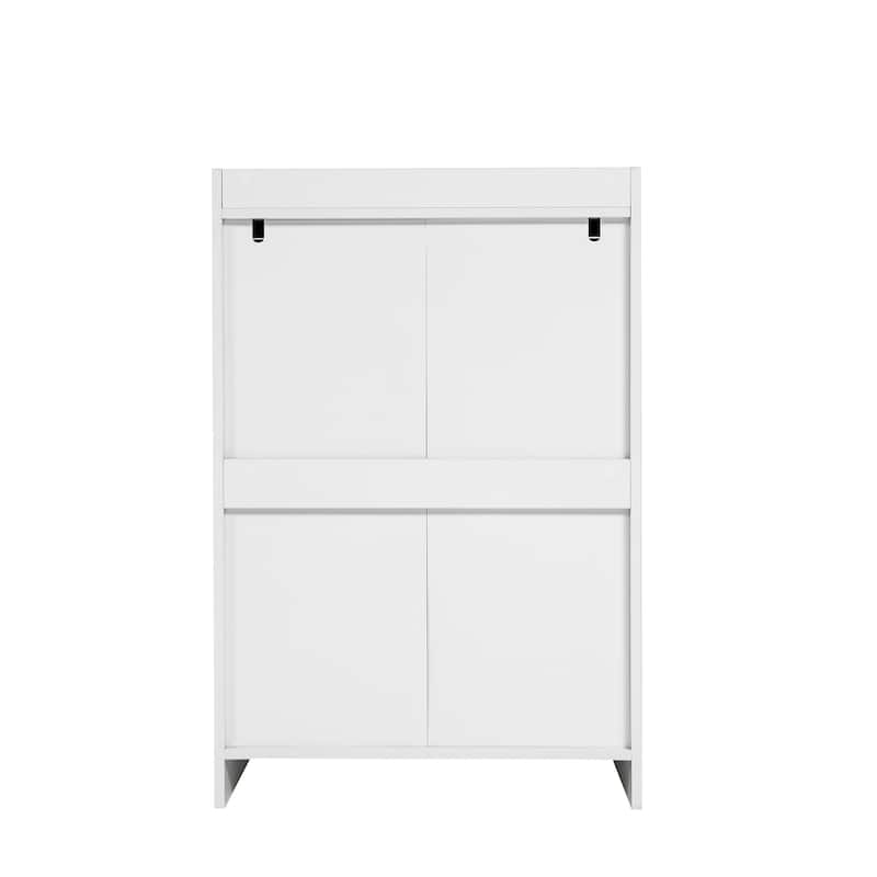 GDFStudio - Marlowe 4-Drawer Handle-Free Waterproof White Dresser, Modern Wooden Storage Cabinet - 4 Drawer