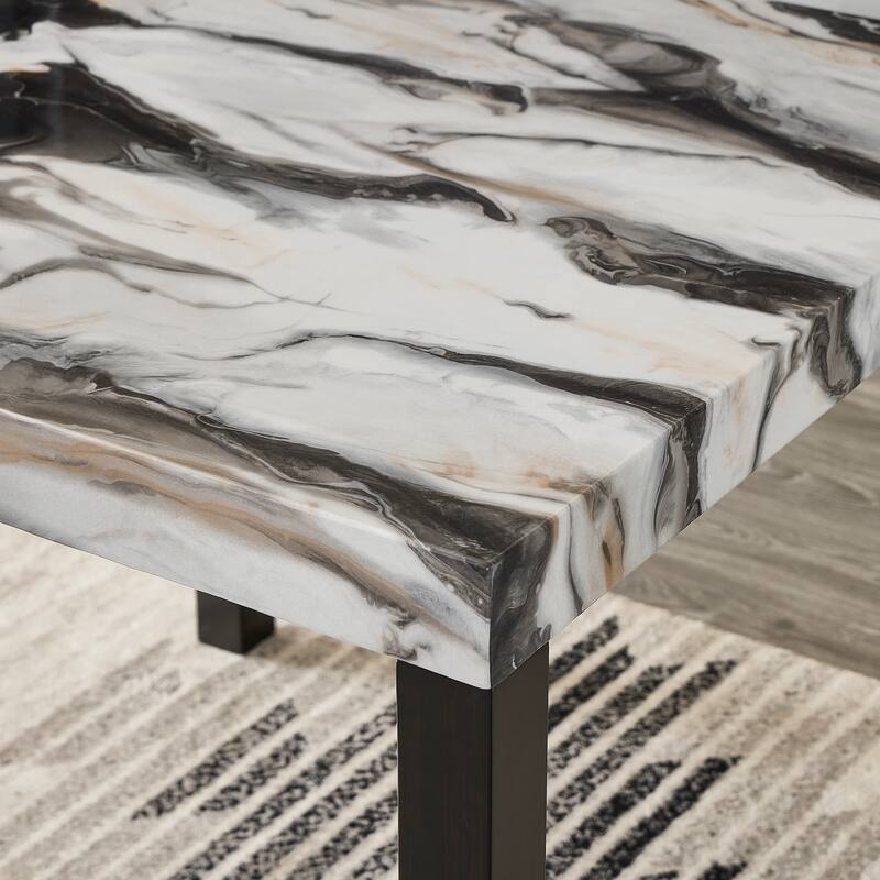 Roundhill Furniture Cavira Modern Faux Marble Counter Height Dining Table - Multi-color