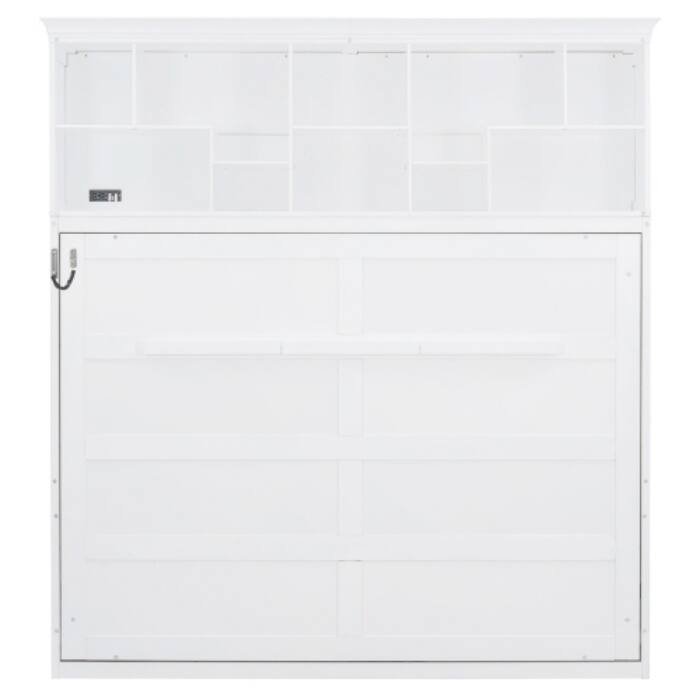 Queen Murphy Bed with Top Shelves and USB Charging Ports