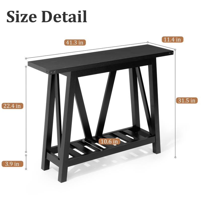 VredHom Console Table Sofa Table Entryway Table with Storage Shelf