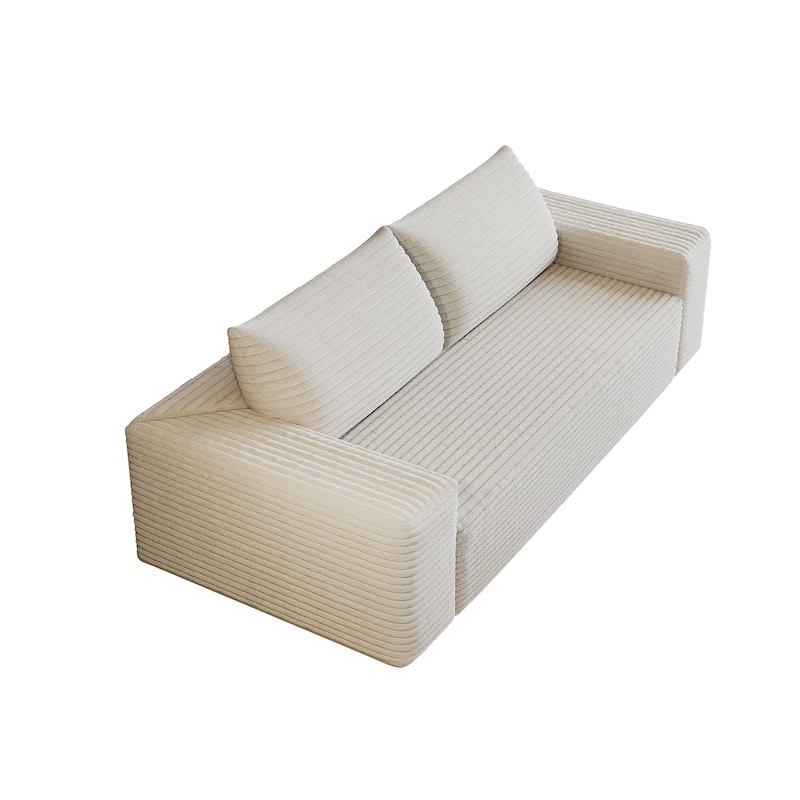 Fabric Sofa Lounge Sofa with High-Density Sponge Cushion, Loveseat Recliner Sofa with Wide Armrests & Striped Pattern