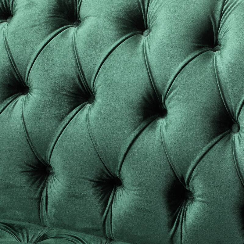 3-Seat PU Sofa with Tufted Stitching, Birch Legs for Living Room