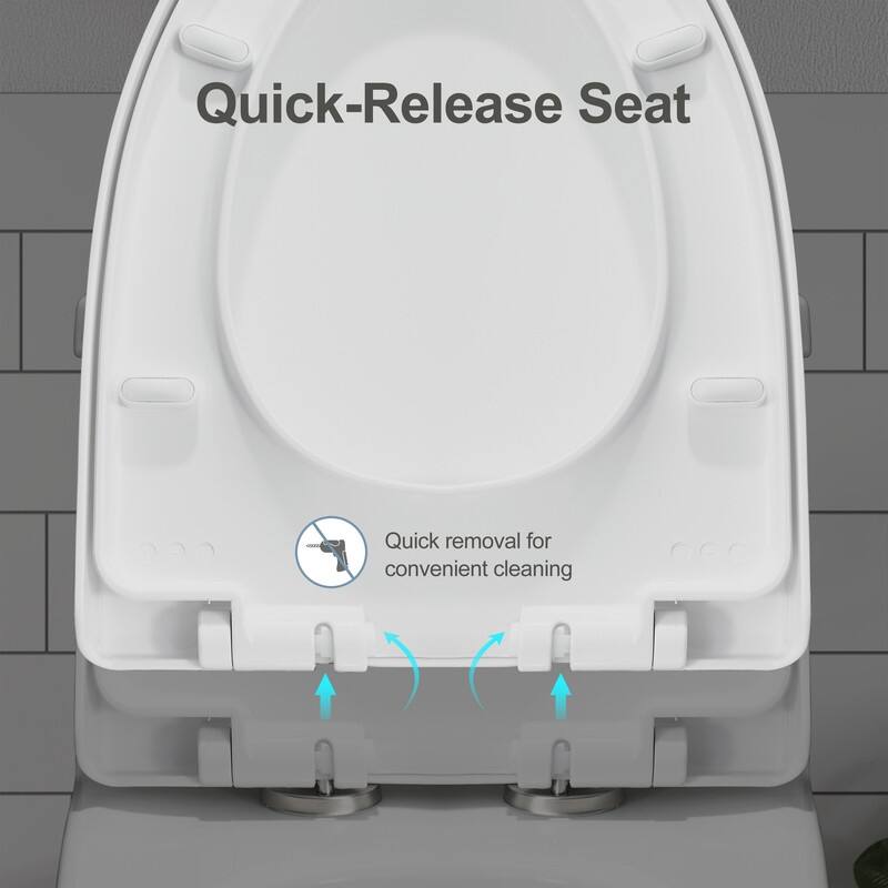 HOROW 1 Piece Dual Flush Elongated Toilet White 0.8 1.28 GPF Seat Included - N/A