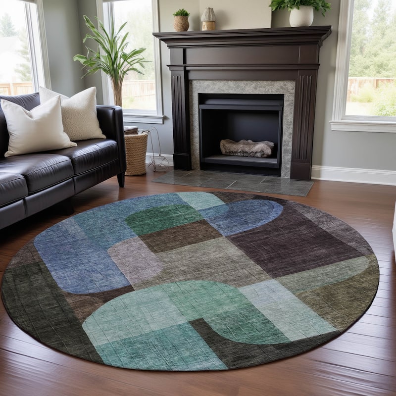 Premium Washable Super Soft Modern Retro Mayfield Rug - Brown - 8' x 8'