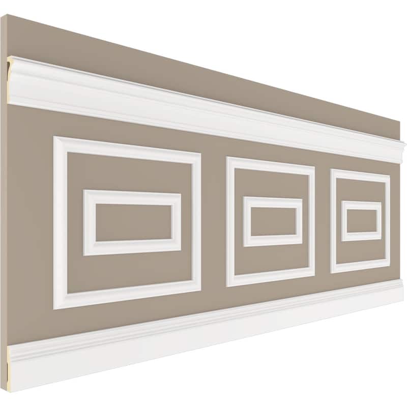 94 1/2"L Ashford Square Double Panel Traditional Wainscot Paneling Kit - Adjustable from Heights
