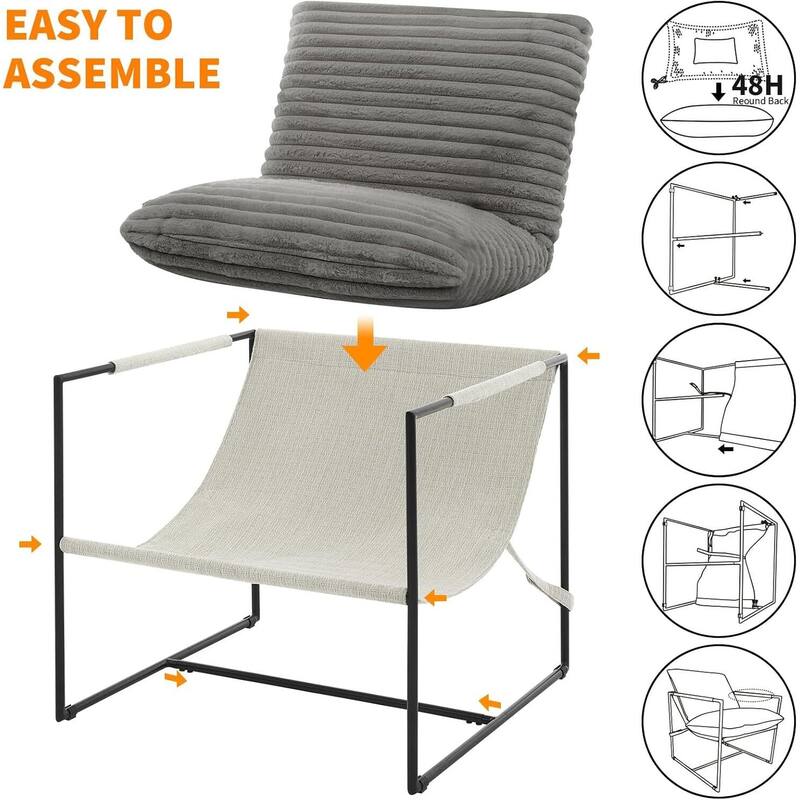 Modern Sling Accent Chair, Upholstered Lounge Armchair for Living Room, Bedroom