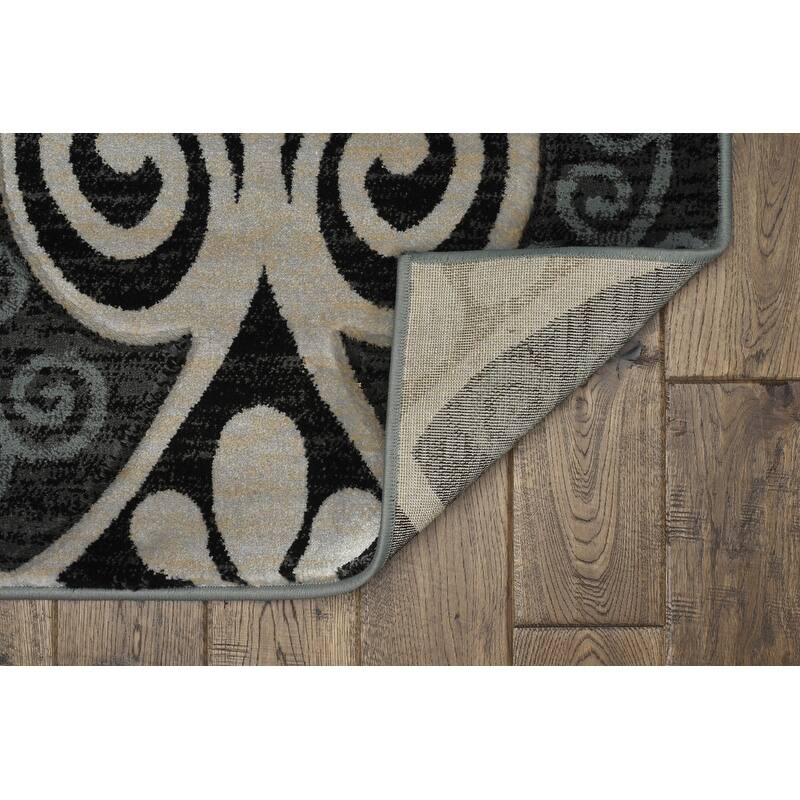 Linon Milan Collection Black/ Turquoise Area Rug