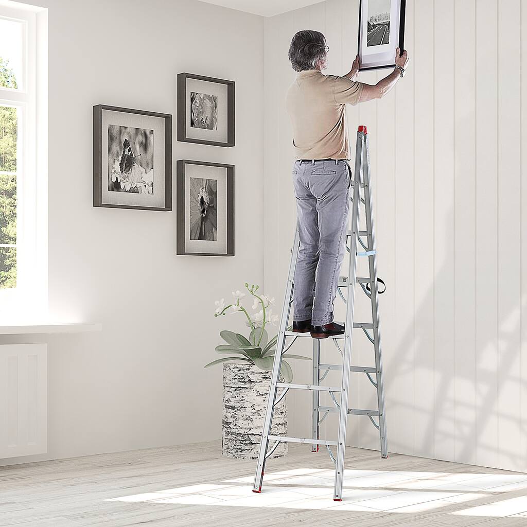 HomCom Multi-Purpose Folding Aluminum Ladder with 6 Platforms, for Indoor & Outdoor Use & a 330lbs Capacity, 82" Tall