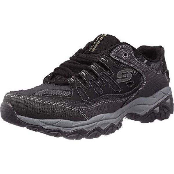 skechers men's black lace up shoes