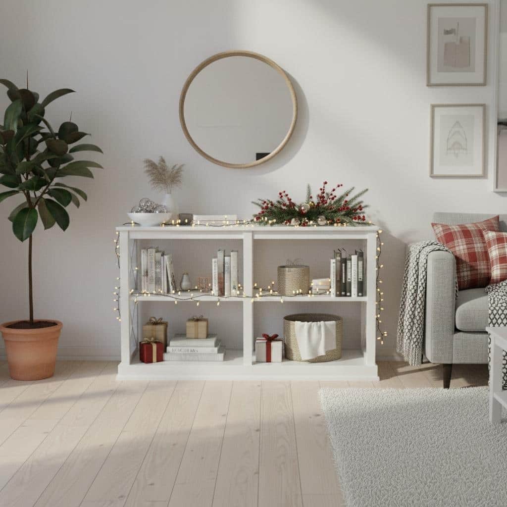 Alpes Clean-White Acacia Wood Console Vintage Entryway Table