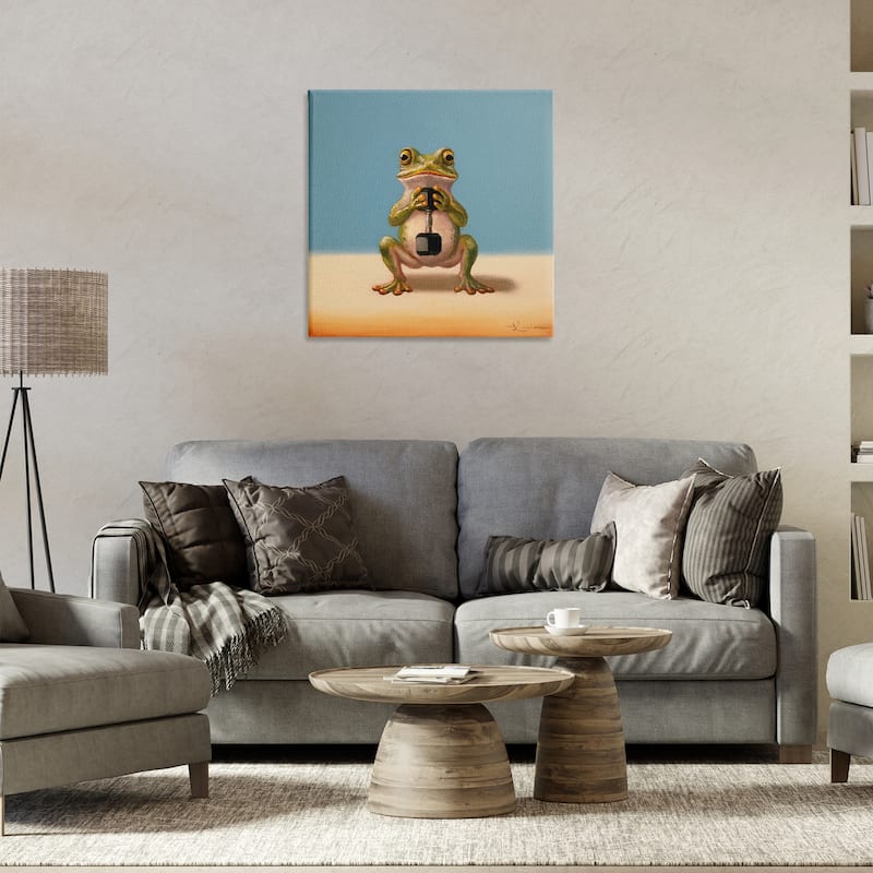 Stupell Frog Lifting Weights Canvas Wall Art Design By Lucia Heffernan