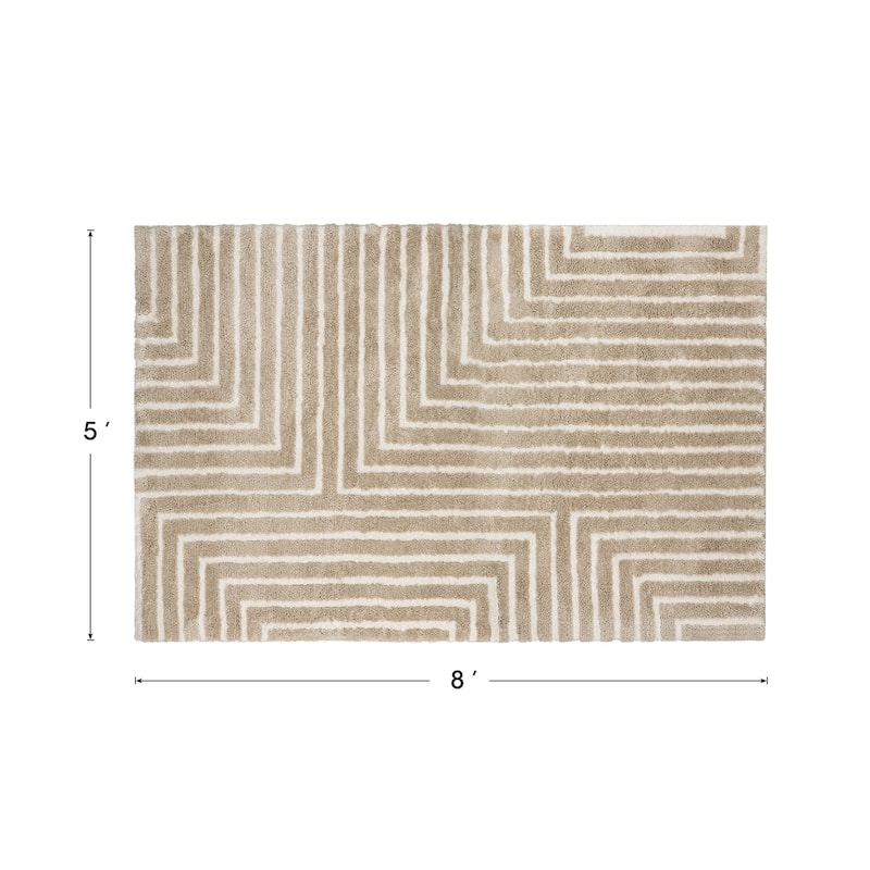 Glitzhome Modern Geometric Abstract Pattern High-Low Shag Area Rugs