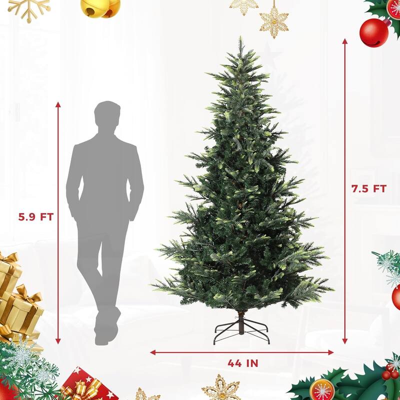 7.5 Ft Pre-Lit Slim Aspen Fir Artificial Christmas Tree