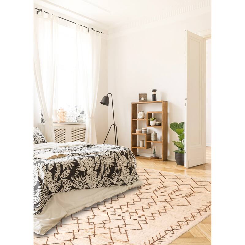 ECARPETGALLERY Hand-knotted Pak Finest Marrakesh Cream Wool Rug - 8'0 x 9'6