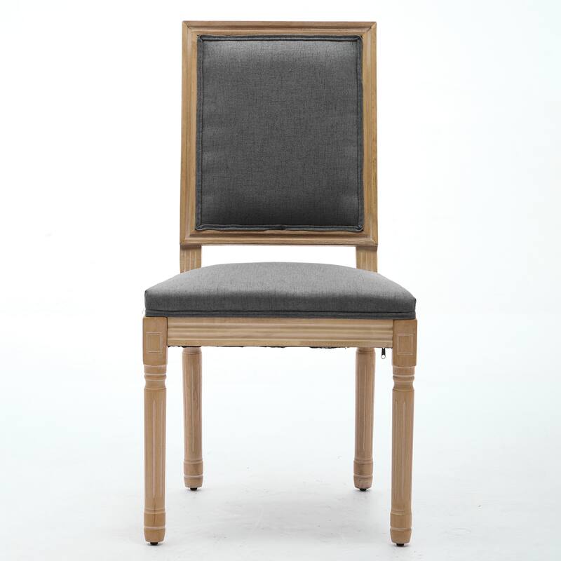 French Style Dining Chairs Set of 2, Mid Century Modern Upholstered Kitchen Chairs, Accent Chairs with Square Backrest