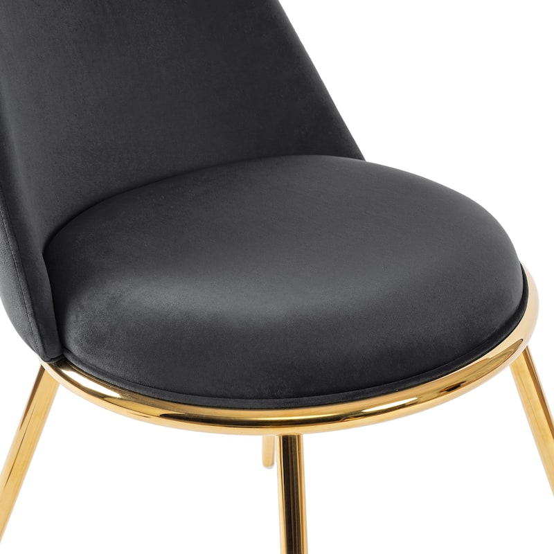 Velvet Upholstered Dining Chairs with Metal Legs, Set of 2/4 - 18.5" W x 21.46" D x 32.28" H