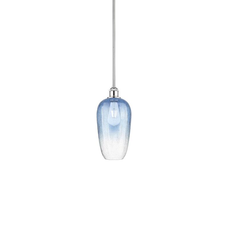 Innovations Lighting 616-1S-15-7 Brookhaven Flute Pendant Brookhaven - Polished Chrome / Sapphire Blue