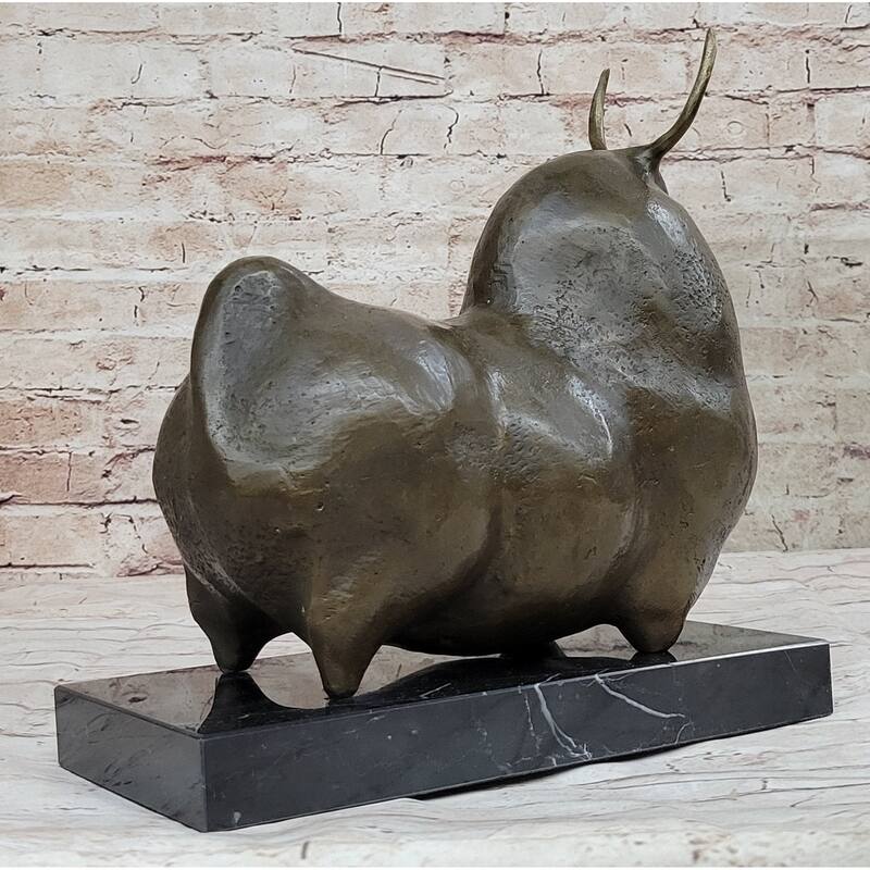 Large Dark Brown Patina Fighting Bull Modern Art By Botero Bronze Sculpture S