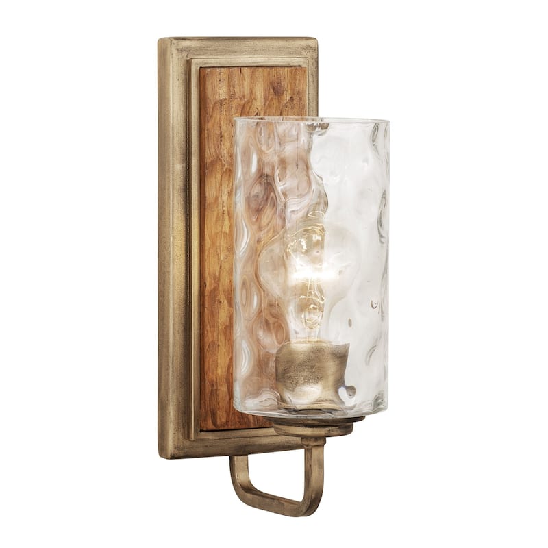 Hammer Time 1-Light Flush Glass Shaded Wall Sconce - Havana Gold/Cinnamon