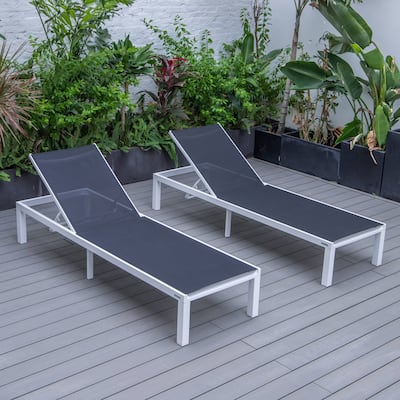 Aluminum Beach Pool Sun Lounge Chair Sling Mesh Fabric Reclining Stackable Lounger Chair (Set of 2)