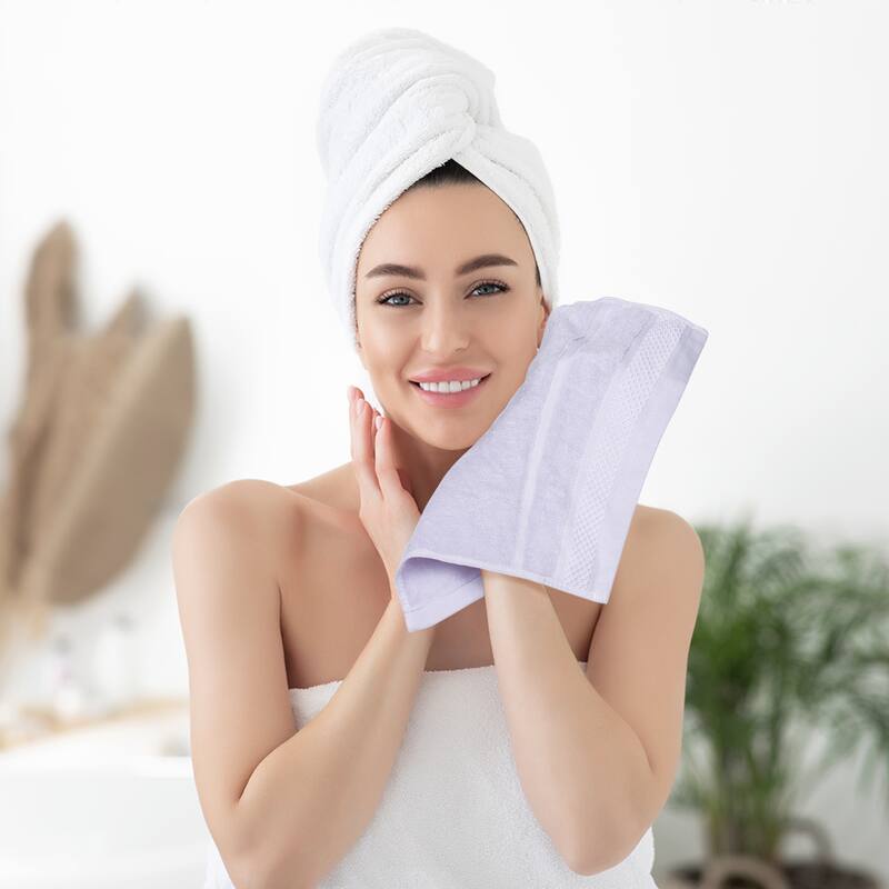 6 Pack Cotton Washcloths for Face, Waffle Checkered Design Face Towels, Absorbent Wash Cloths for Bathroom 14" x 14"