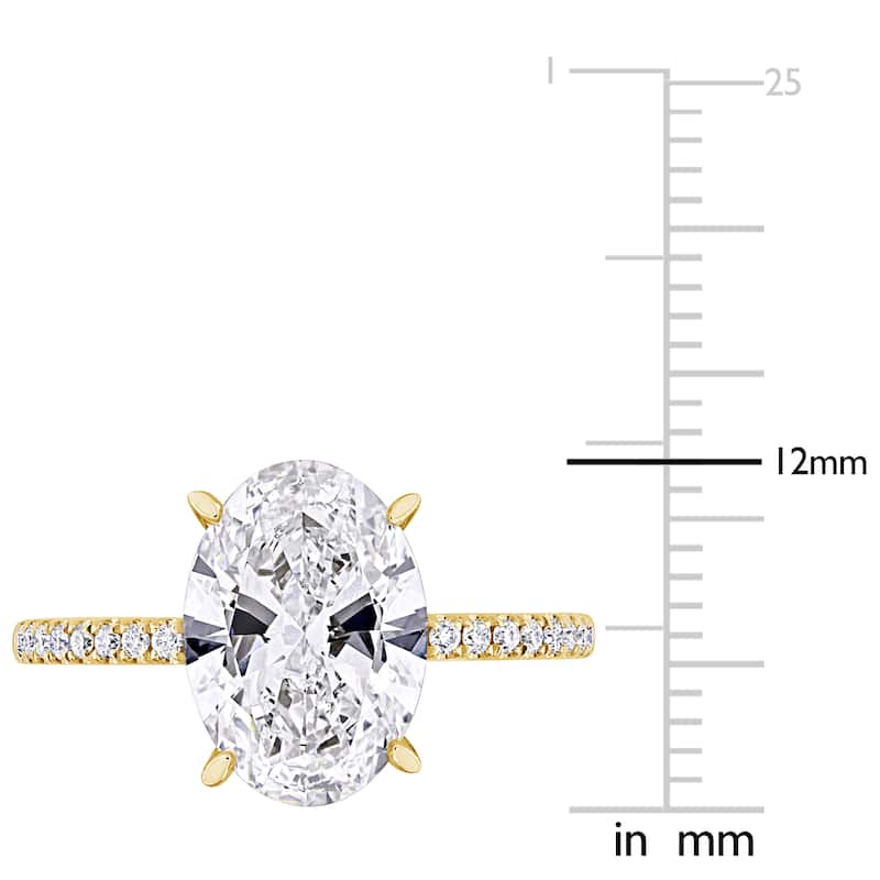 Miadora 3 1/6ct TW Oval Lab-Grown Diamond Solitaire Engagement Ring 14k Yellow Gold