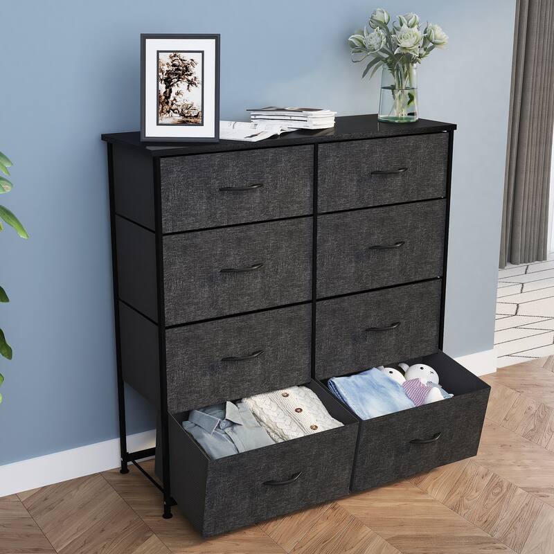 Modern Wide Dresser Storage Tower with 8 Drawers