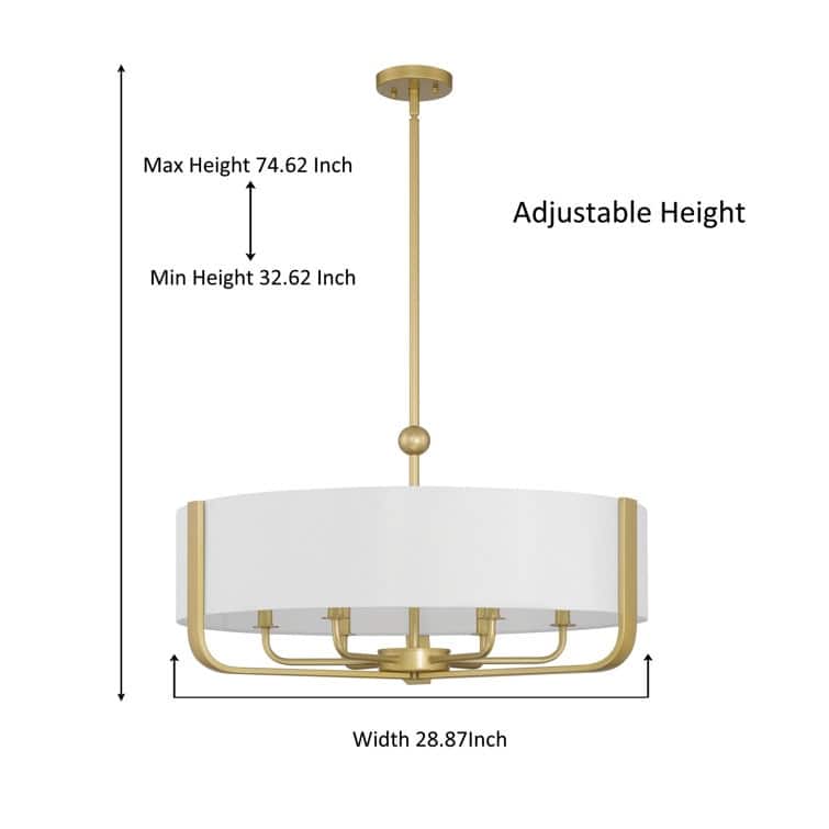 Vernitta 28.8 in. 6-light Mid-century Modern Drum Chandelier with Fabric Shade - 28.87 inches