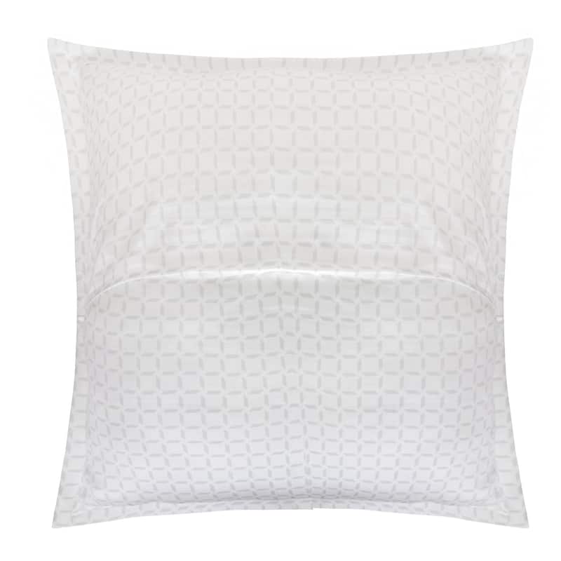 Delara GOTS Certified 100% Organic Cotton 2 Inch Flange Euro Sham Set of 2, 26"X26", Kendra White/Grey