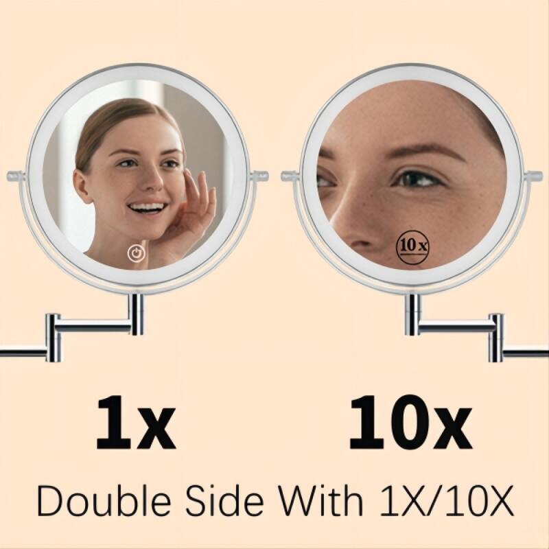 8 in. Wall Mounted Makeup Mirror with 3 colors LED Lights