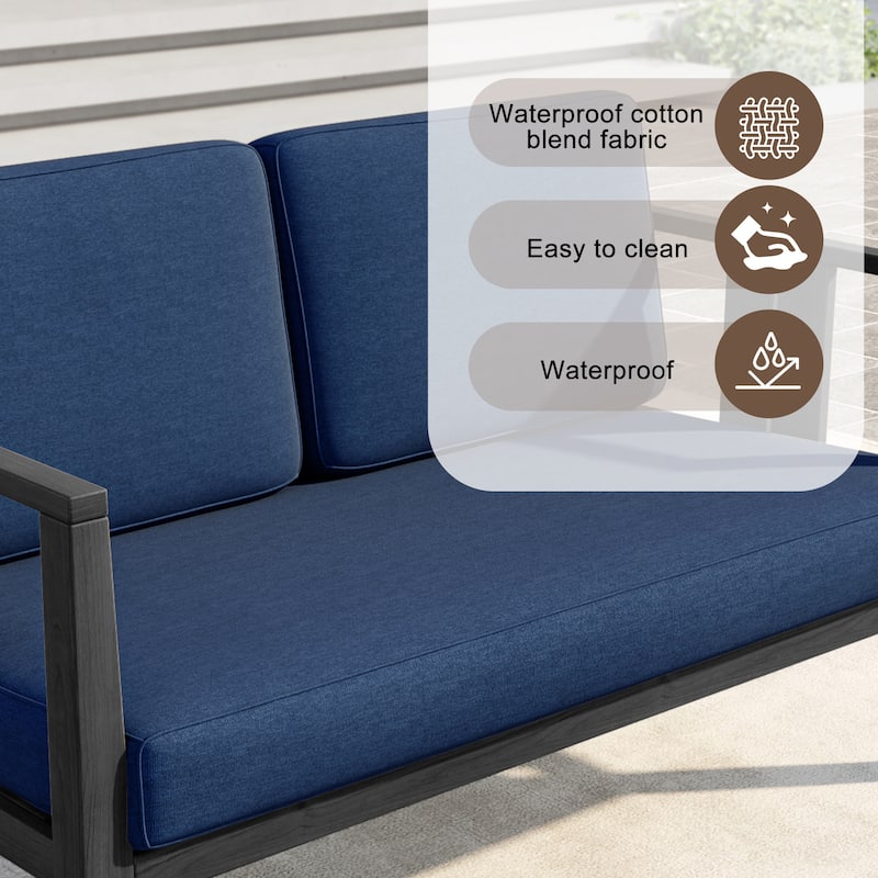 5-Piece Patio Furniture Solid Teak Outdoor Conversation Set