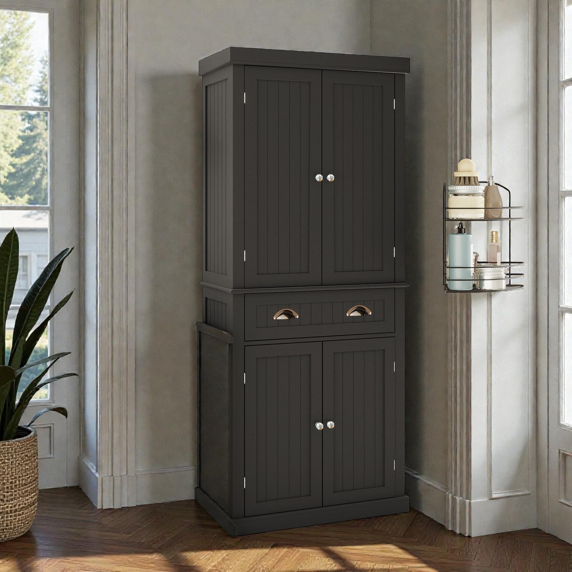 71 Inch Kitchen Pantry Storage Cabinet with 4 Doors and Drawer, Freestanding Cupboard with Adjustable Shelves