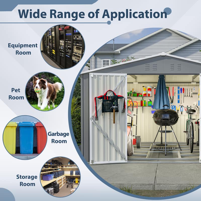 GDFStudio - Evelyn Spacious Outdoor Waterproof Tool Storage Shed with Durable Metal Frame