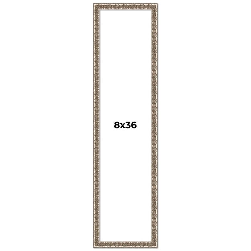 8x36 Frame Silver Versailles Ornate Solid Wood Picture Frame | 1 Inch