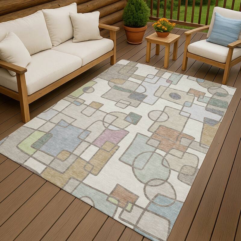 Machine Washable Indoor/ Outdoor Contemporary Prenner Chantille Rug