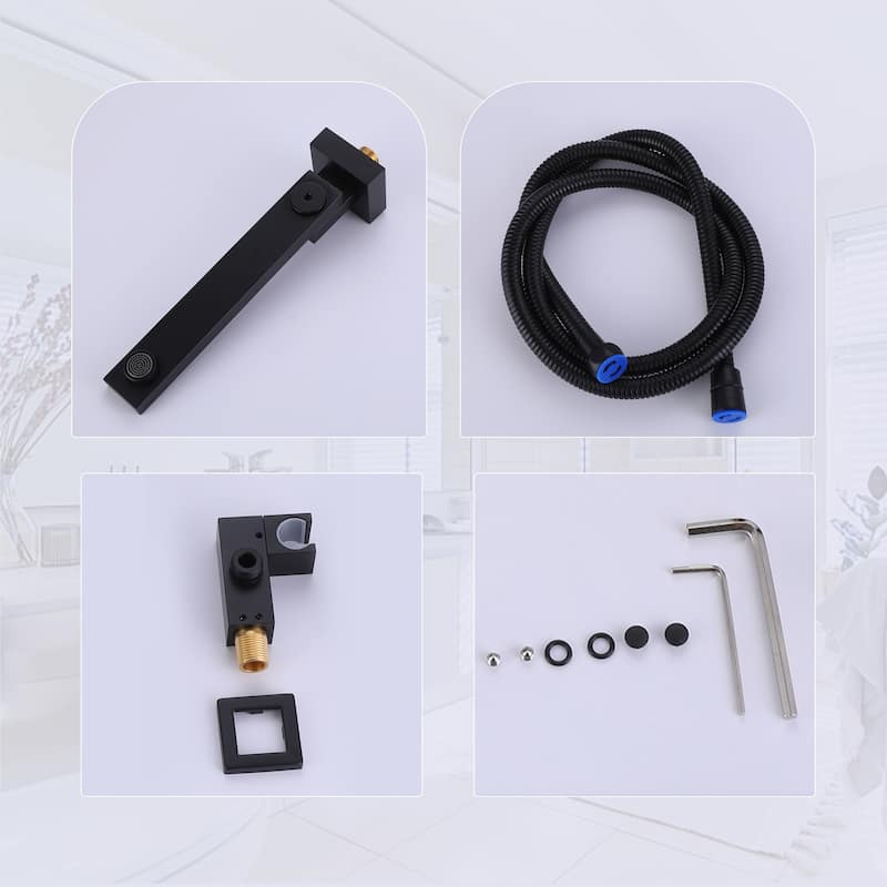 Modland Luxury Wall Mounted Bathtub Faucet With High-pressure Handheld Shower and Tub Spout
